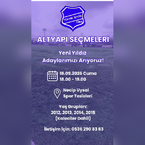 Altyapı Seçmeleri: 18 Eylül'de Yeni Yıldız Adaylarımızı Arıyoruz